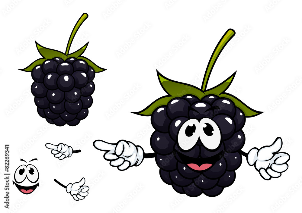 Fototapeta premium Funny ripe blackberry fruit character