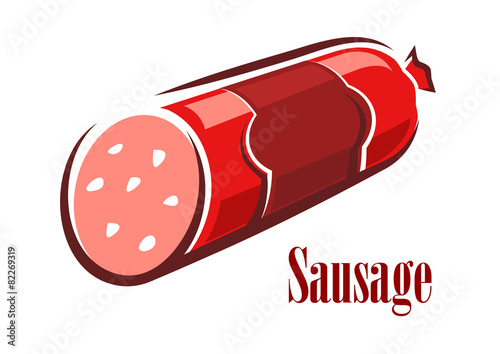 Cartoon red beef salami sausage