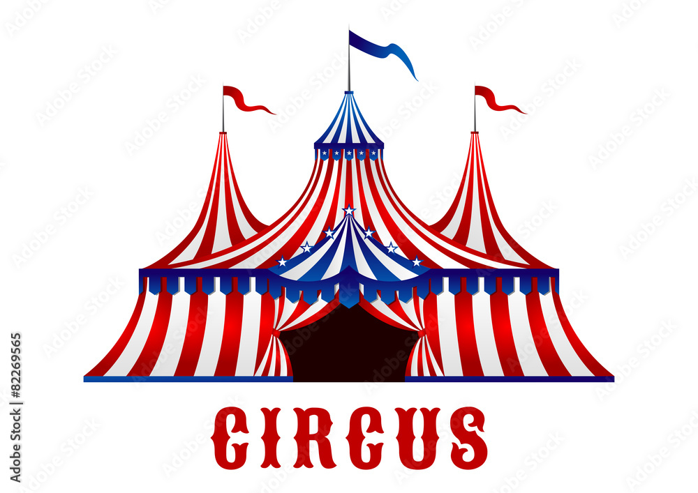 Vintage circus tent with flags and stars Stock Vector | Adobe Stock