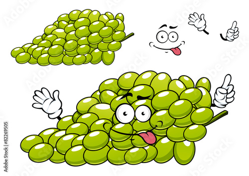 Cartoon green grape bunch character