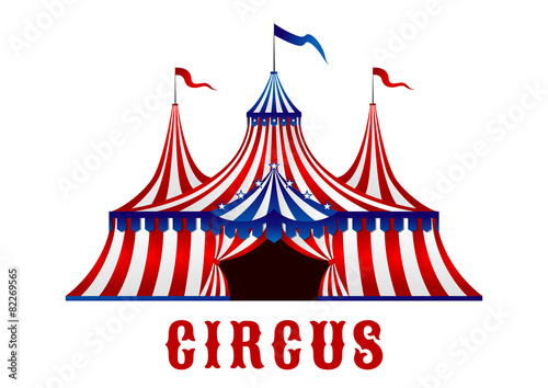 Vintage circus tent with flags and stars