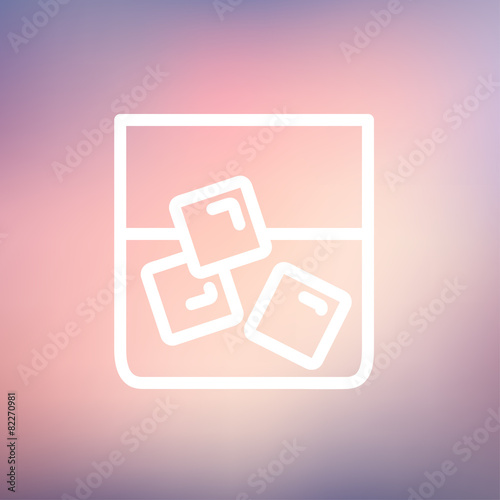 Glass of water with ice thin line icon