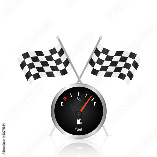 Gas Gage and Checker Flag Illustration
