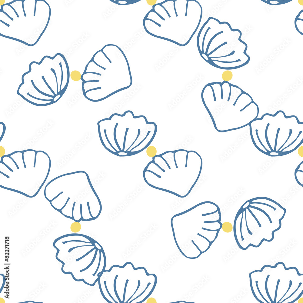 Summer beach shell seamless pattern background
