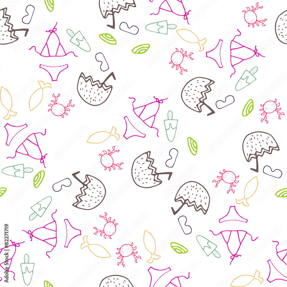 Summer beach seamless pattern background