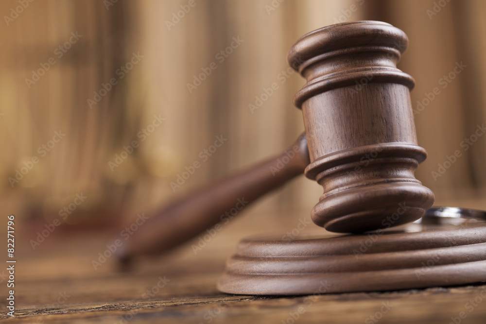 Law theme, mallet of judge, wooden gavel Law theme, mallet of judge, wooden gavel