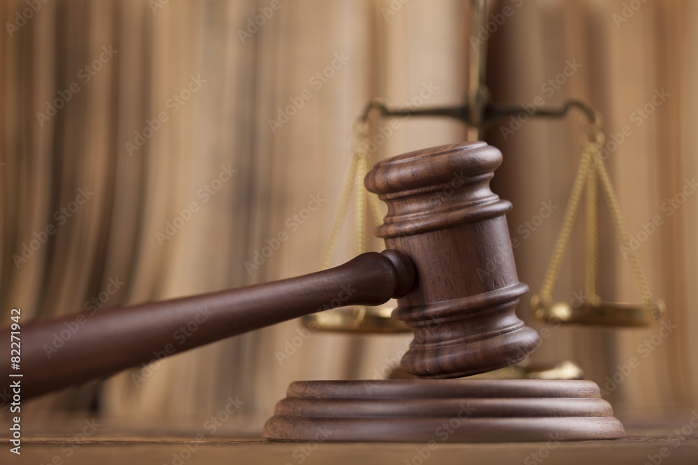 Law theme, mallet of judge, wooden gavel Law theme, mallet of judge, wooden gavel