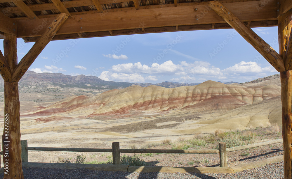 View of Painted hills from nearby prospector cottage