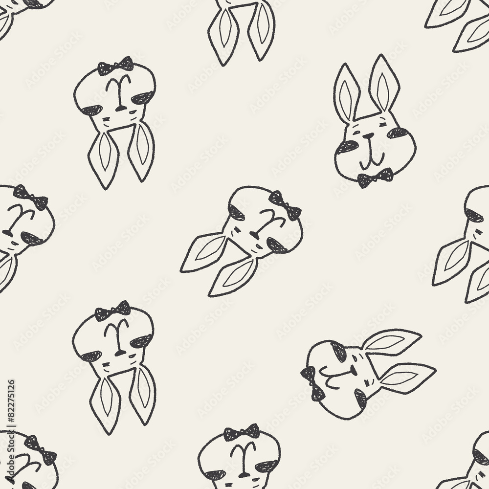 easter bunny doodle seamless pattern background