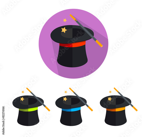 Vector magic hat icon set