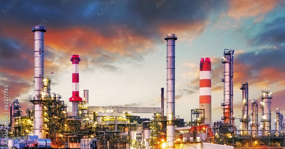 Oil refinery at dramatic twilight Oil refinery at dramatic twilight