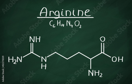 Chemical formula of Arginine on a blackboard photo