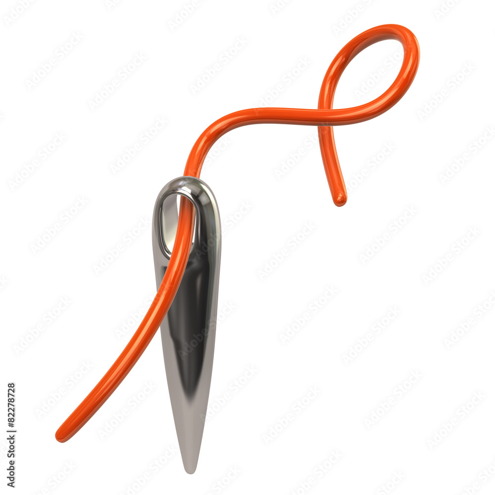 Silver needle and orange thread Silver needle and orange thread