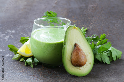 natural drink smoothie with avocado and yogurt