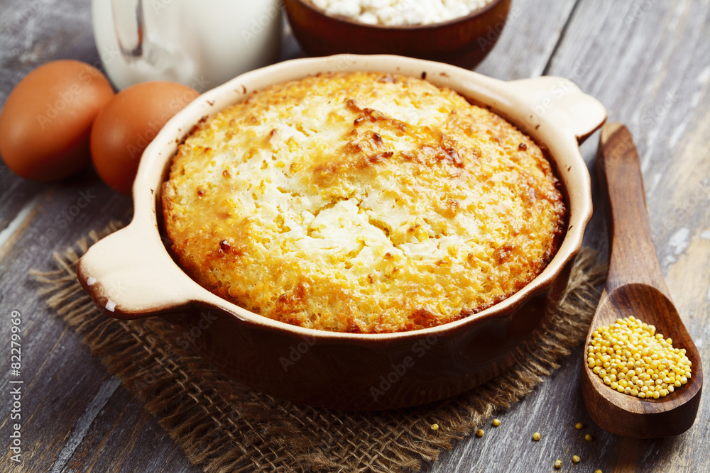 Casserole with millet and curd