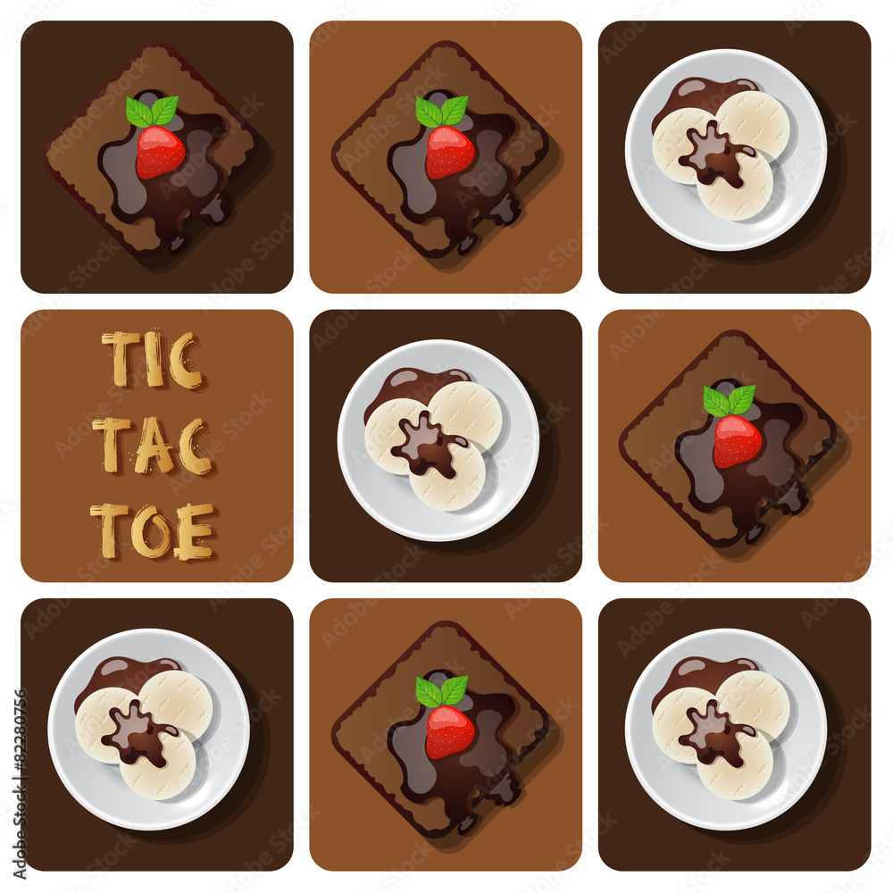 Tic-Tac-Toe of ice cream and brownie