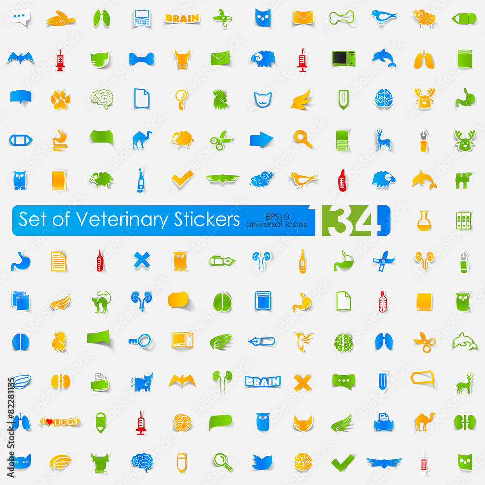 Set of veterinary stickers Set of veterinary stickers