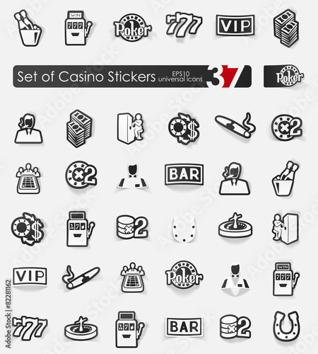 Set of casino stickers