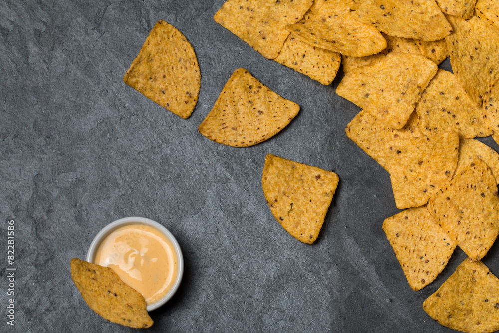 Nachos with cheese sauce Nachos with cheese sauce