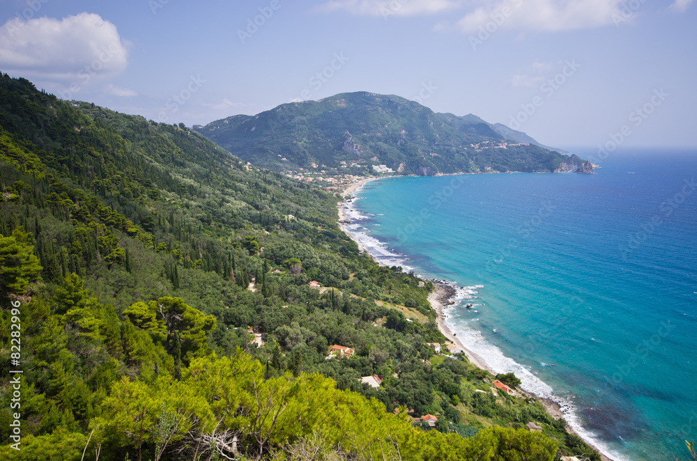 Sunny scenery near Agios Gordios, Corfu island, Greece Sunny scenery near Agios Gordios, Corfu island, Greece