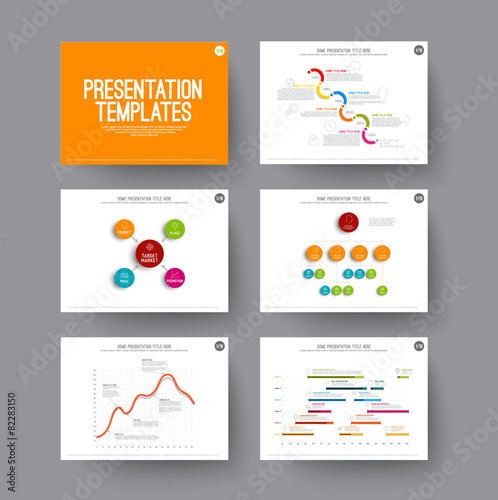Presentation slides with infographic elements