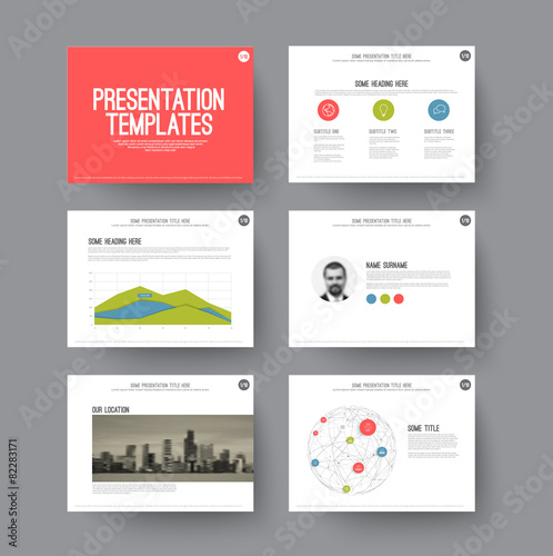 Presentation slides with infographic elements