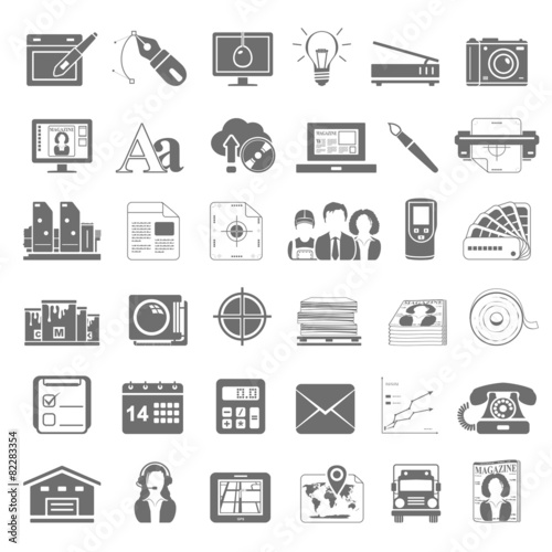 Graphic design and offset printing icons