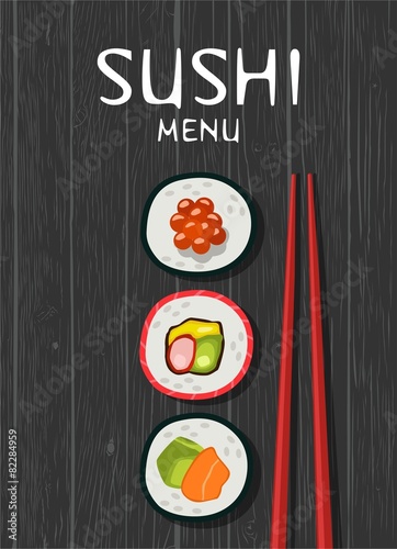 Sushi vector background. Japanese cuisine. Vector illustration.