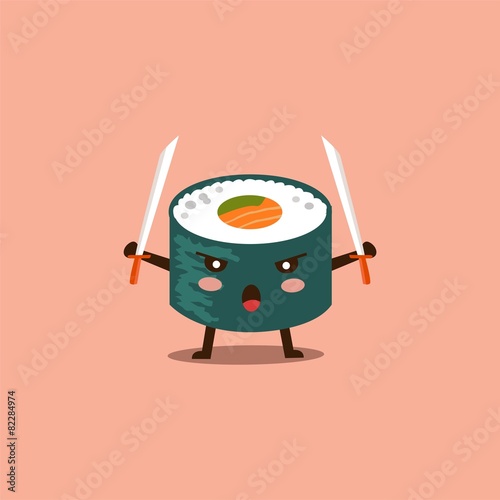 Vector sushi cartoon character illustration