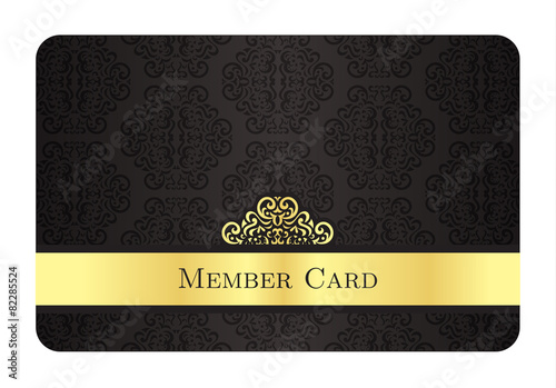 Luxury golden member card with classic vintage pattern