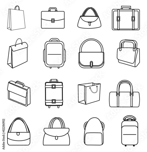 Bags line icons set