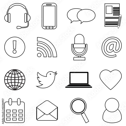 Communication line icons set