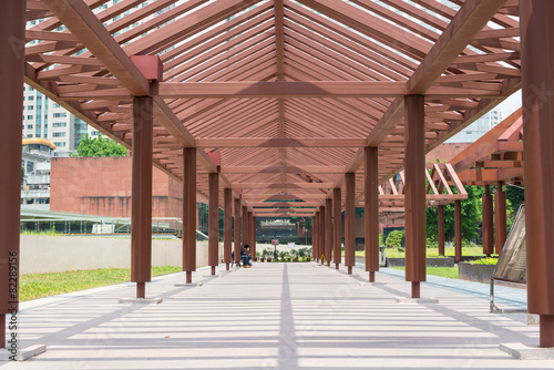 wooden corridor structure