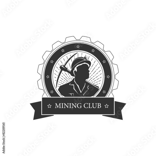 Vintage emblem of the mining industry