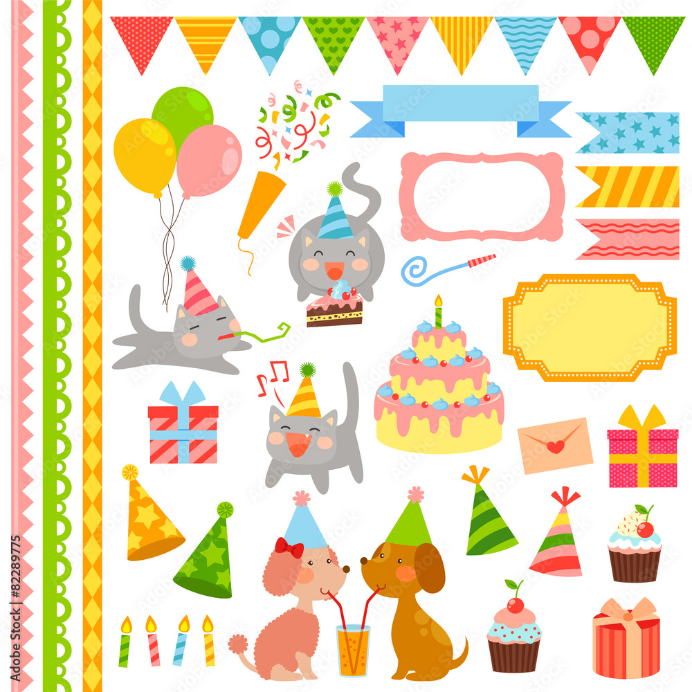 collection of birthday icons and design elements collection of birthday icons and design elements