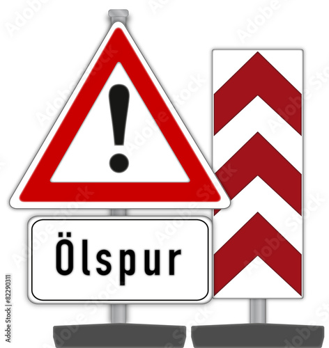 Warnschilder Ölspur