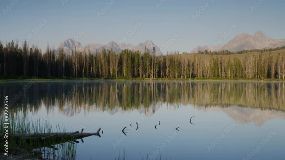 Wide shot scenic view of mountains and calm lake / Redfish Lake, Idaho, United States Wide shot scenic view of mountains and calm lake / Redfish Lake, Idaho, United States