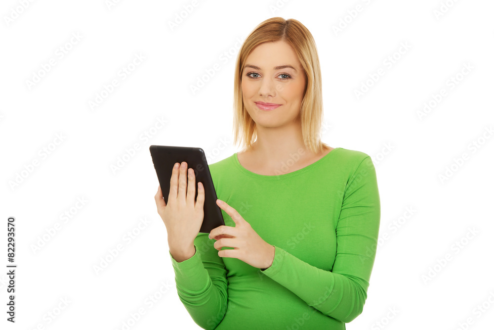 Beautiful woman with tablet. Beautiful woman with tablet.