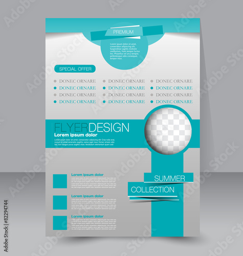 Flyer template. Business brochure. A4 poster blue color.