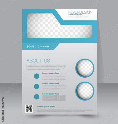 Flyer template. Business brochure. A4 poster blue color.