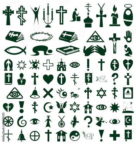 religion, faith icons on white