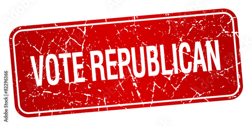 vote republican red square grunge textured isolated stamp