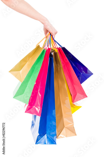 Woman hand holding shopping bags