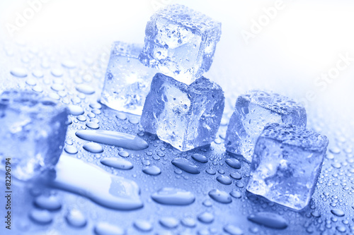 ice cubes on blue