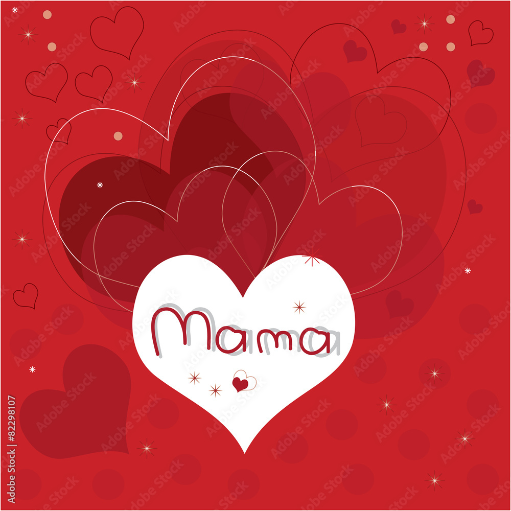 mothers day red hearts card