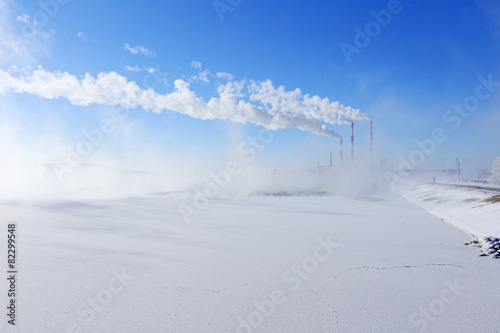 Hydroelectric power plant in winter © salman2