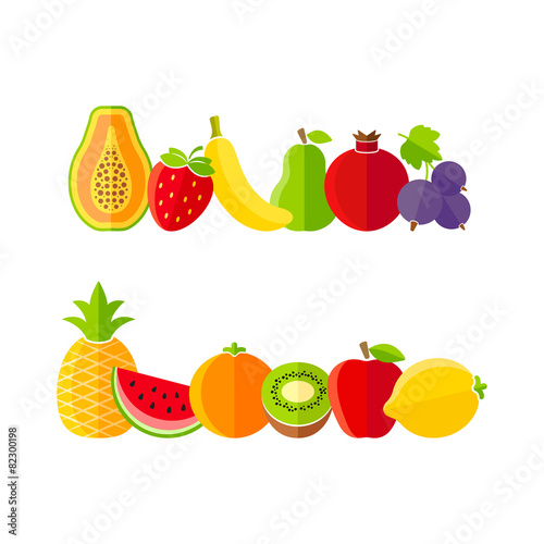 Fototapeta Naklejka Na Ścianę i Meble -  Organic farm fruits illustration in flat style