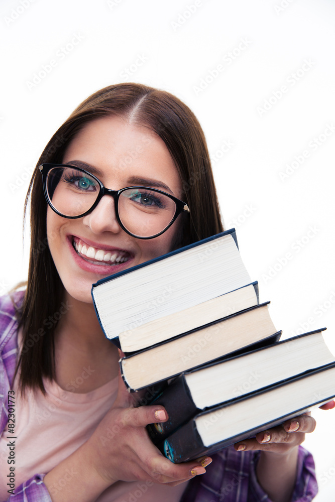 Happy young female student with books Happy young female student with books