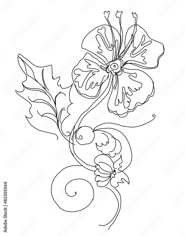 Floral flower sketch