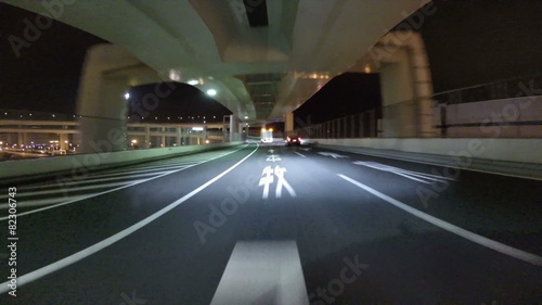 Twilight POV drive over Daikoku Junction.